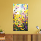 Een betoverend waterverf schilderij van Wildfl Canvas Afdruk (Insitu (Woonkamer))