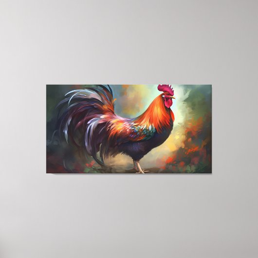 Een betoverende haan stretched canvas print (Voorkant)