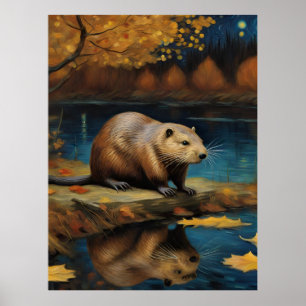 Een Bever van Van Gogh Poster