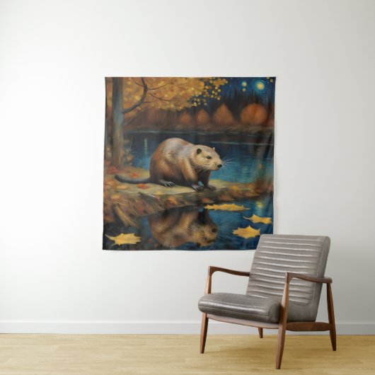 Een Bever van Van Gogh Wandkleed (In situ)