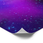 Een bewoonde maan onder paarse groene sterren nebu poster (Hoek)