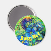 Een Bezige Bee & vergeet-me-niet Flowers Magnet (Voorkant / Achterkant)