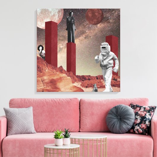 Een bezoek aan Mars Canvas Afdruk (Insitu (Woonkamer))
