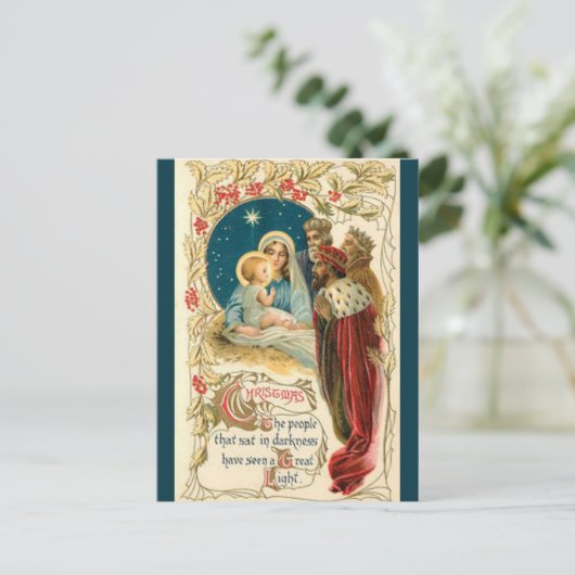 Een bezoek van het drie-Wise-Man kerstBriefkaart Briefkaart (Staand voorkant)