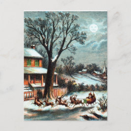 Een bezoek van Saint Nicholas vintage Kerstmis Feestdagenkaart