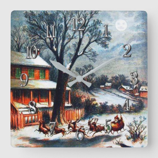 Een bezoek van St. Nicholas Kerstmis Vierkante Klok (Voorkant)