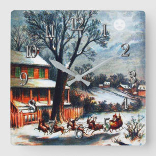 Een bezoek van St.Nicolaas Kerstmis Vierkante Klok