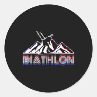 Een biatleet met geweer en langlaufski's Moti Ronde Sticker