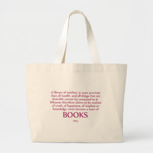 Een bibliotheek van wijsheid is waardevoller grote tote bag