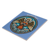 Een biddende beschermengel tegeltje (Zijkant)