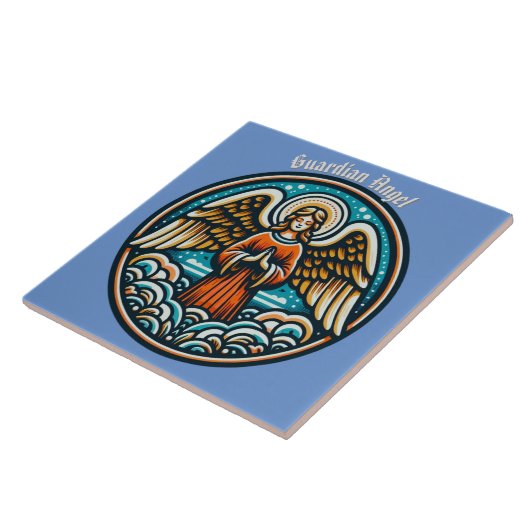 Een biddende beschermengel tegeltje (Zijkant)