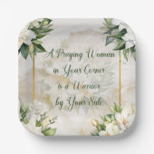 Een biddende vrouw (crème) papieren bordje (Voorkant)