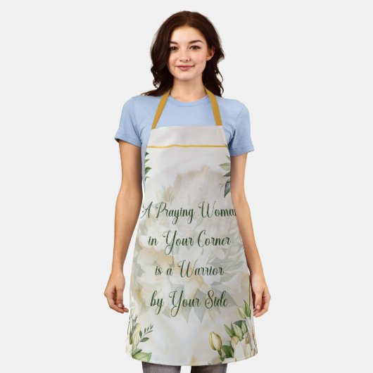 Een biddende vrouw (crème) schort (Gedragen)