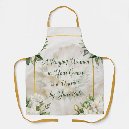 Een biddende vrouw (crème) schort (Voorkant)