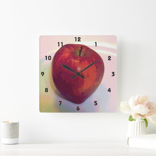 Een Big Red Apple Vierkante Klok (Huis)