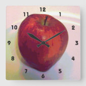 Een Big Red Apple Vierkante Klok (Voorkant)