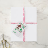 Een Bigfoot Walking hebben een zeer vrolijk squatc Cadeaulabel (Met Touw)