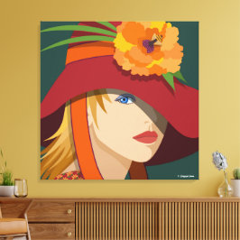 Een bij in haar Bonnet Stretched Canvas