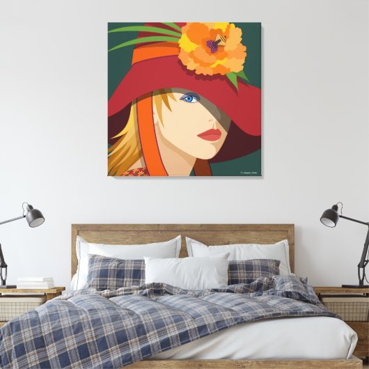 Een bij in haar Bonnet Stretched Canvas (Insitu (Slaapkamer))