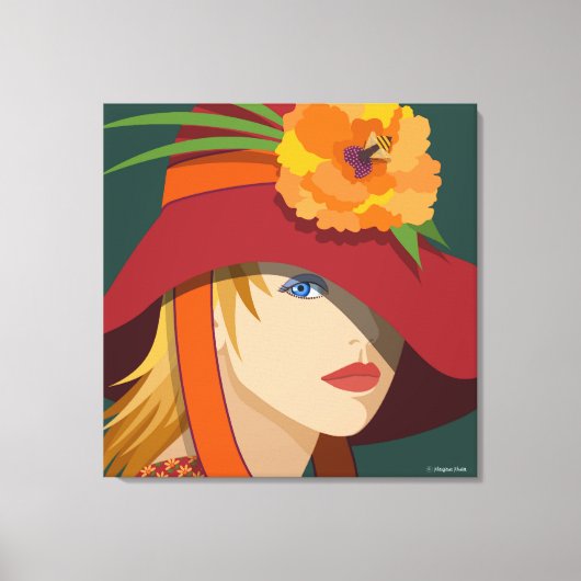Een bij in haar Bonnet Stretched Canvas (Voorkant)