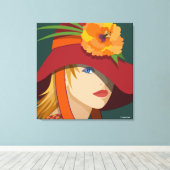 Een bij in haar Bonnet Stretched Canvas Afdruk (Insitu (Houten vloer))