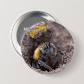 Een bij op een badge ronde button 7,6 cm (Voorkant /achterkant)