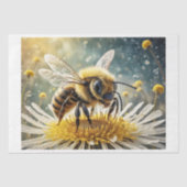 Een bij op een bloem in de ochtend dauw - tissuepapier (Voorkant)