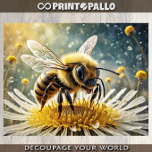 Een bij op een bloem in de ochtend dauw - tissuepapier