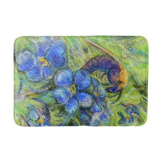 Een bijen en vergeet-me-niet-bloemen badmat (Voorkant)