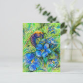 Een bijen en vergeet-me-niet-bloemen briefkaart (Staand voorkant)