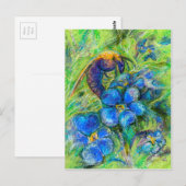 Een bijen en vergeet-me-niet-bloemen briefkaart (Voorkant / Achterkant)