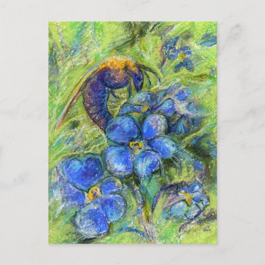 Een bijen en vergeet-me-niet-bloemen briefkaart (Voorkant)