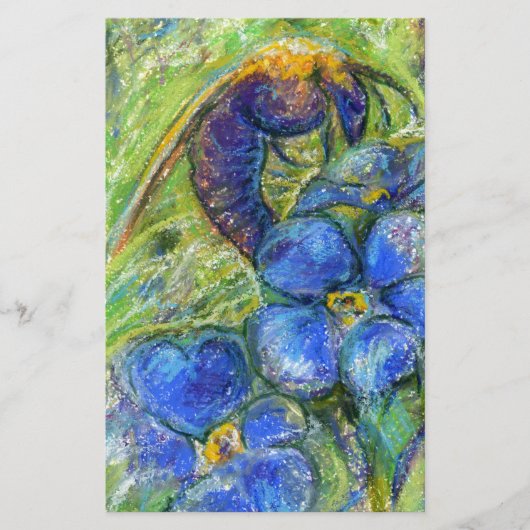 Een bijen en vergeet-me-niet-bloemen briefpapier (Voorkant)