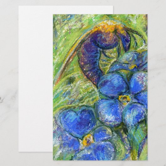 Een bijen en vergeet-me-niet-bloemen briefpapier (Voorkant / Achterkant)