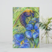 Een bijen en vergeet-me-niet-bloemen briefpapier (Staand voorkant)