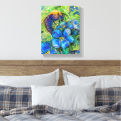 Een bijen en vergeet-me-niet-bloemen canvas afdruk (Insitu (Slaapkamer))