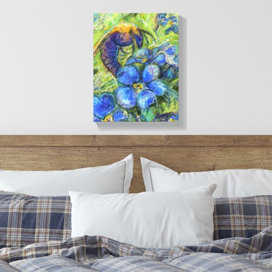 Een bijen en vergeet-me-niet-bloemen canvas afdruk (Insitu (Slaapkamer))