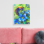 Een bijen en vergeet-me-niet-bloemen canvas afdruk (Insitu (Woonkamer))