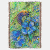 Een bijen en vergeet-me-niet-bloemen deken (Voorkant Verticaal)