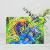 Een bijen en vergeet-me-niet-bloemen feestdagenkaart (Staand voorkant)