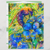 Een bijen en vergeet-me-niet-bloemen in de tuin (Voorkant / Achterkant)