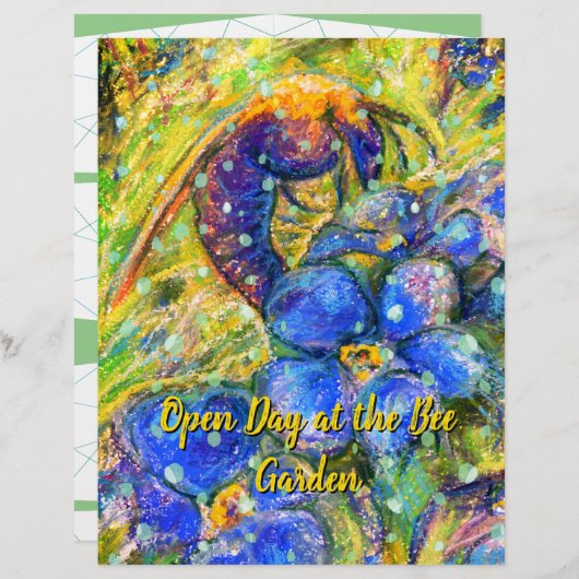 Een bijen en vergeet-me-niet-bloemen in de tuin (Voorkant / Achterkant)