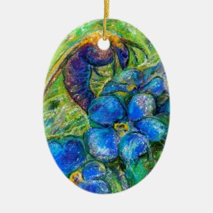 Een bijen en vergeet-me-niet-bloemen keramisch ornament