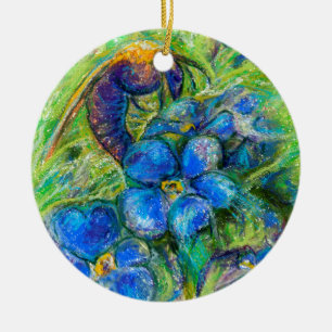 Een bijen en vergeet-me-niet-bloemen keramisch ornament