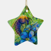 Een bijen en vergeet-me-niet-bloemen keramisch ornament (Rechts)