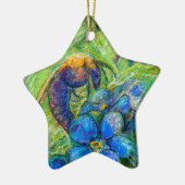 Een bijen en vergeet-me-niet-bloemen keramisch ornament (Links)