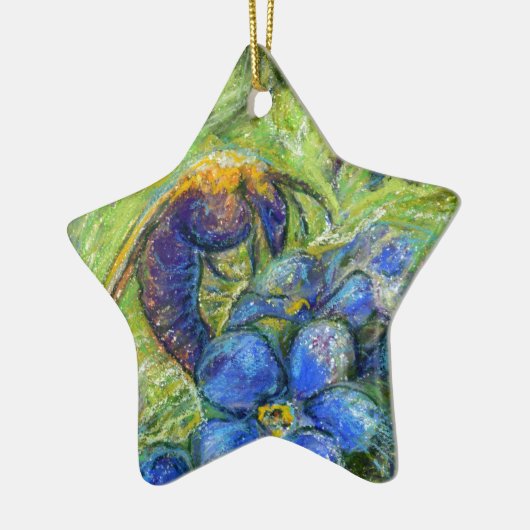 Een bijen en vergeet-me-niet-bloemen keramisch ornament (Links)