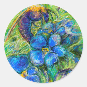 Een bijen en vergeet-me-niet-bloemen ronde sticker