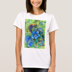 Een bijen en vergeet-me-niet-bloemen t-shirt