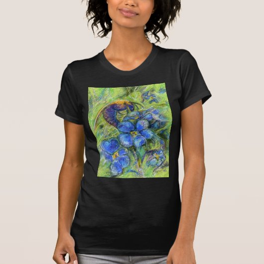 Een bijen en vergeet-me-niet-bloemen t-shirt (Voorkant)
